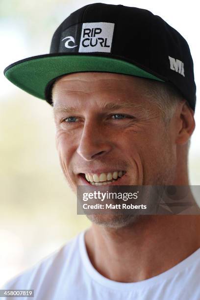 World Champion Mick Fanning speaks to the media at Rainbow Bay SLSC on December 20, 2013 on the Gold Coast, Australia.