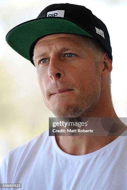 World Champion Mick Fanning speaks to the media at Rainbow Bay SLSC on December 20, 2013 on the Gold Coast, Australia.