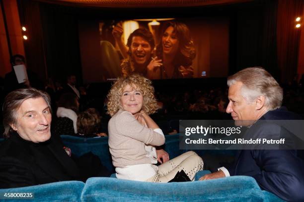 Fashion Designer Emanuel Ungaro with his wife and Dominique de Villepin attend the 'Yves Saint Laurent' Paris movie Premiere at Cinema UGC Normandie...