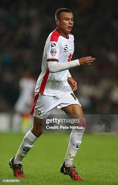 Dele Alli of MK Dons in action during the Capital One Cup Fourth Round match between MK Dons and Sheffield United at Stadium mk on October 28, 2014...