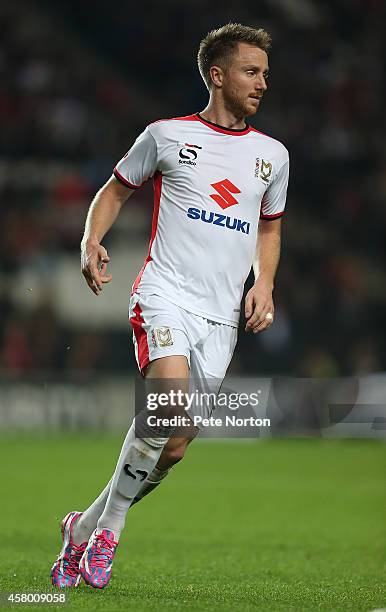 Dean Bowditch of MK Dons in action during the Capital One Cup Fourth Round match between MK Dons and Sheffield United at Stadium mk on October 28,...