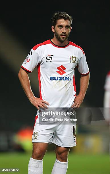 Will Grigg of MK Dons in action during the Capital One Cup Fourth Round match between MK Dons and Sheffield United at Stadium mk on October 28, 2014...