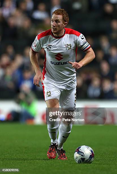 Dean Lewington of MK Dons in action during the Capital One Cup Fourth Round match between MK Dons and Sheffield United at Stadium mk on October 28,...