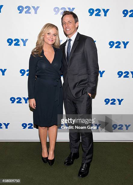 Amy Poehler and Seth Meyers attend 92Y Talks: Amy Poehler With Seth Meyers at 92Y on October 28, 2014 in New York City.