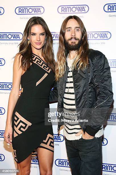 Model Alessandra Ambrosio and actor Jared Leto attend Rimowa NYC Store Grand Opening at Rimowa on October 28, 2014 in New York City.