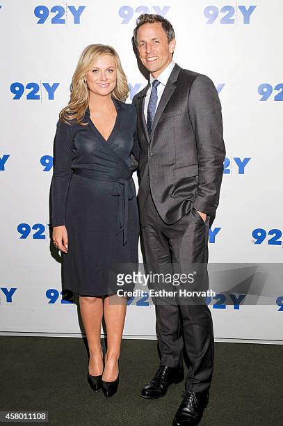 Amy Poehler and Seth Meyers attends 92Y Talks: Amy Poehler with Seth Meyers at 92Y on October 28, 2014 in New York City.