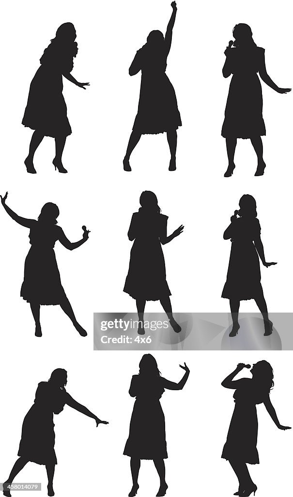 複数のイメージの女性の歌やダンス
