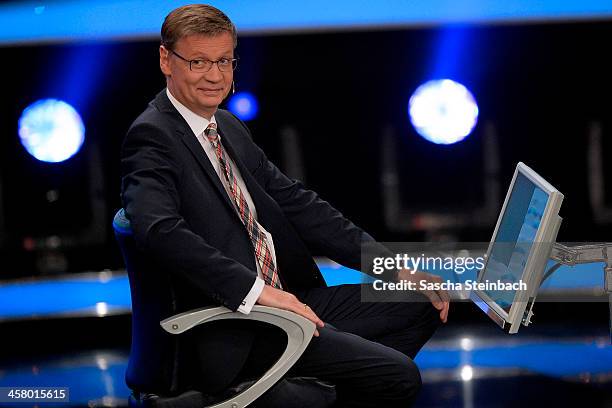 Presenter Guenther Jauch attends the taping of the anniversary show '30 Jahre RTL - Die grosse Jubilaeumsshow mit Thomas Gottschalk' on December 19,...
