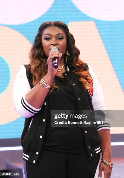 Recording artist Candice Glover visits 106 & Park at BET studio on December 17, 2013 in New York City.