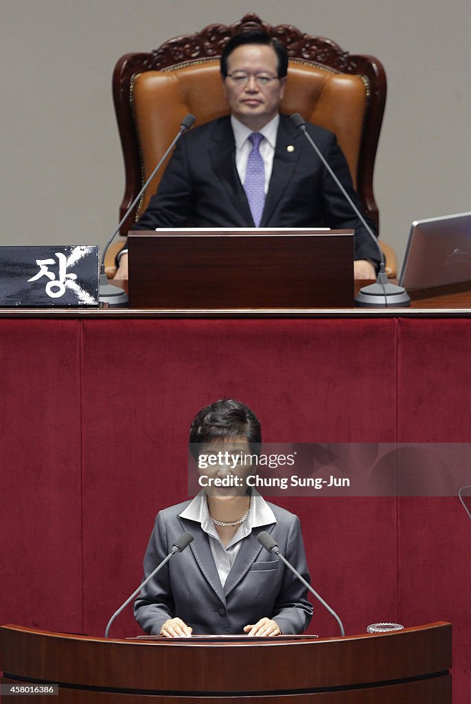 South Korean President Park Geun-hye Speaks at National Assembly On Government Budget