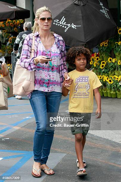 Heidi Klum takes her children Leni, Henry, Johan shopping on September 01, 2013 in Los Angeles, California.
