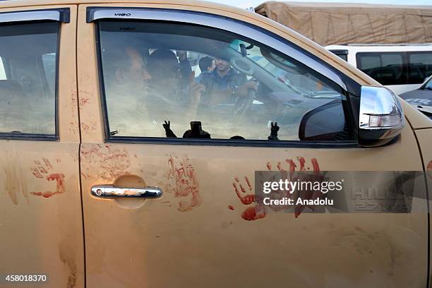 Convoy carrying heavy weapons belonging to Iraqi Kurdish Peshmerga forces, crosses into Turkey from the Habur border crossing on Turkish-Iraqi border...