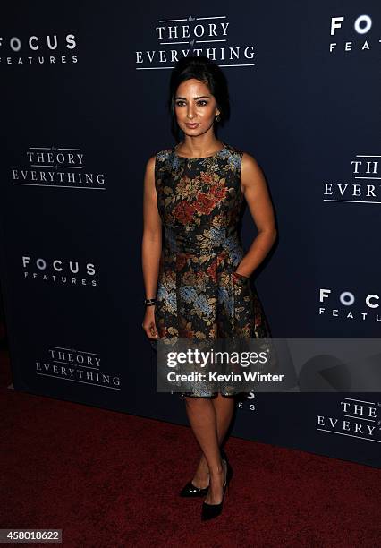 Actress Aarti Mann arrives to the Premiere of Focus Features' "The Theory Of Everything" at AMPAS Samuel Goldwyn Theater on October 28, 2014 in...