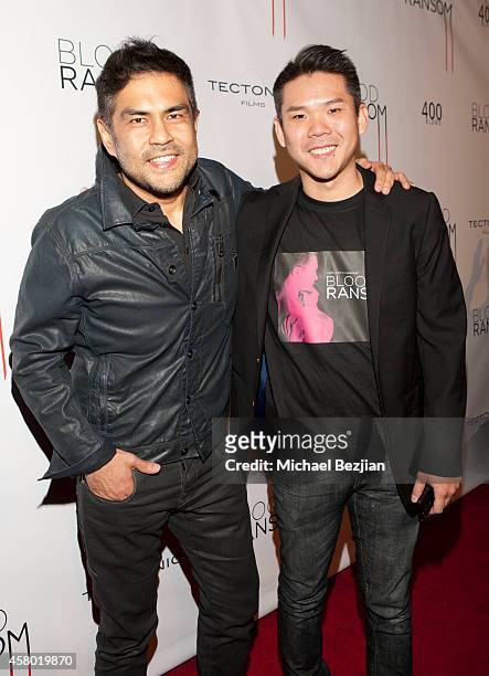 Director Francis dela Torre and producer Albert Chang attend the Los Angeles Premiere Of "Blood Ransom" on October 28, 2014 in Los Angeles,...