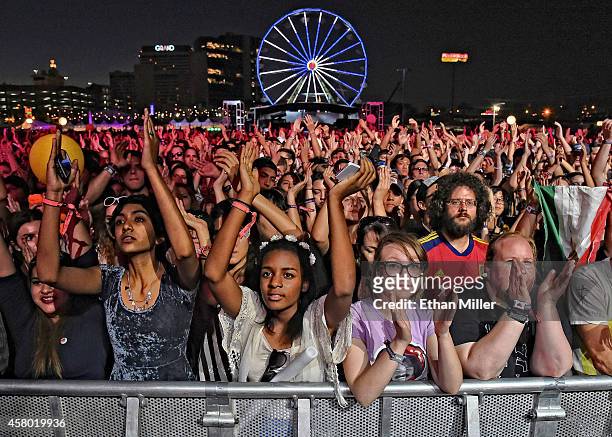 Fans watch a performance by Broken Bells during the Life is Beautiful festival on October 26, 2014 in Las Vegas, Nevada.