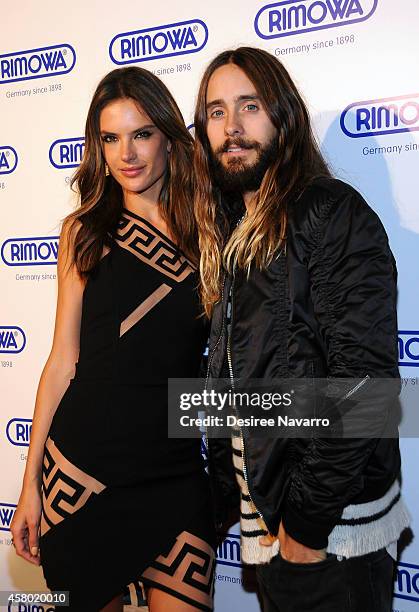 Model Alessandra Ambrosio and actor/singer Jared Leto attend the Rimowa NYC Store Grand Opening at Rimowa on October 28, 2014 in New York City.