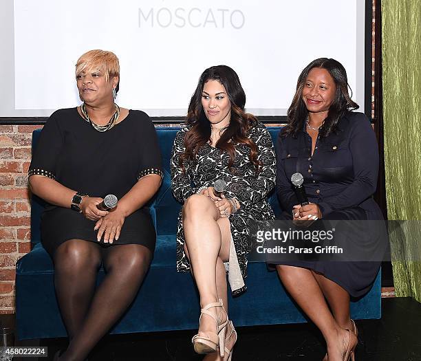 Deb Antney, Keke Wyatt, and Omara S. Harris onstage at the ASCAP Rhythm And Soul Presents Women Behind The Music Atlanta Edition at Negril Village on...