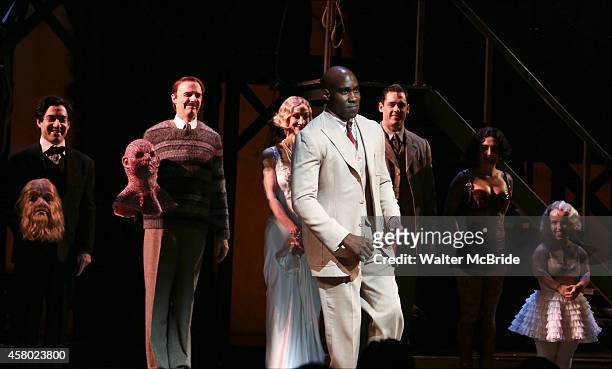 David St. Louis with the cast during the first Broadway preview Curtain Call for 'Side Show' at the St. James Theatre on October 28, 2014 in New York...