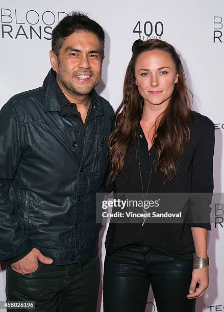 Director Francis dela Torre and actress Briana Evigan attend the Los Angeles Premiere of "Blood Ransom" at ArcLight Hollywood on October 28, 2014 in...