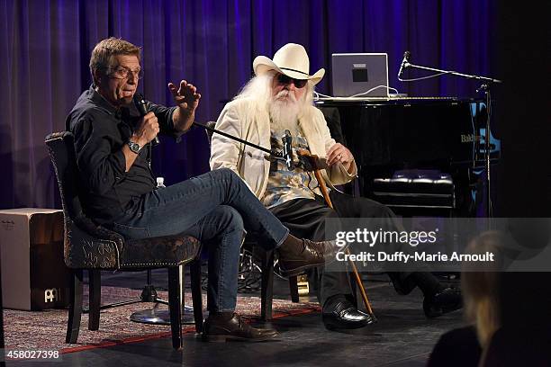 Executive director of the GRAMMY Museum Robert Santelli and Musician Leon Russell speak at An Evening With Leon Russell at The GRAMMY Museum on...