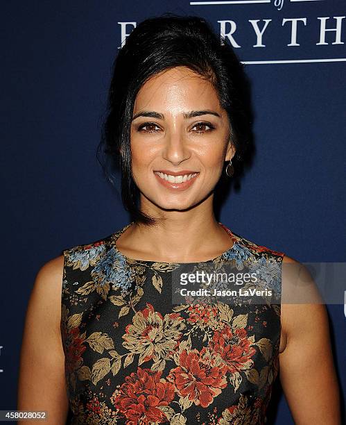 Actress Aarti Mann attends the premiere of "The Theory of Everything" at AMPAS Samuel Goldwyn Theater on October 28, 2014 in Beverly Hills,...