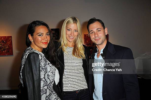 Joy Cioci, Amy Ruby and Jonathan Tchaikovsky attend Aelita Andre Exhibit Opening Night at Gallery 151 on October 28, 2014 in New York City.