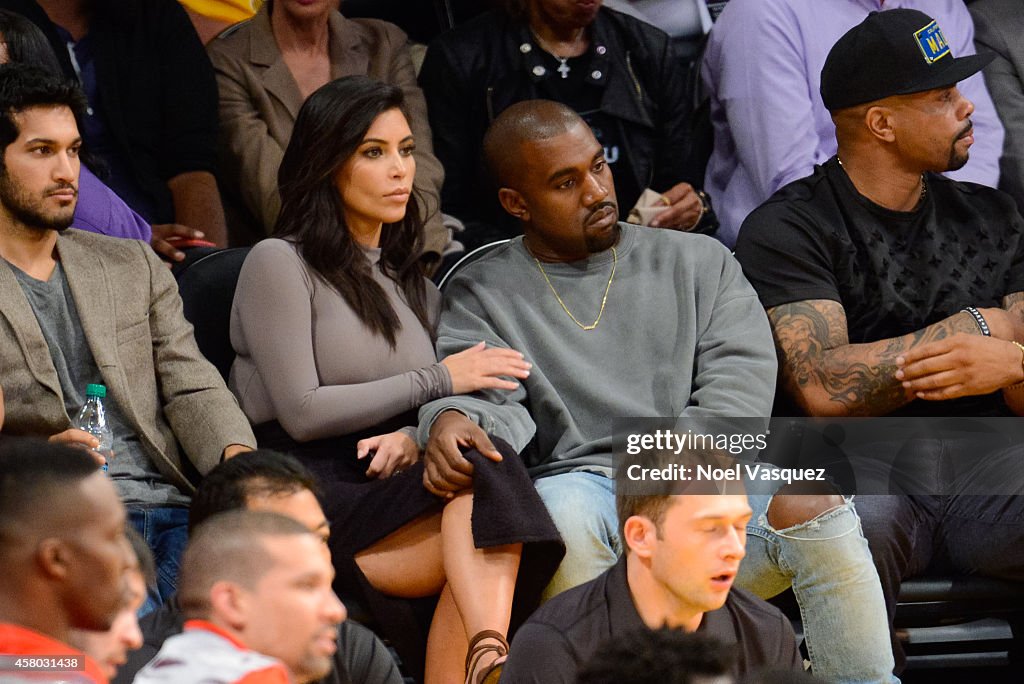 Celebrities At The Los Angeles Lakers Game