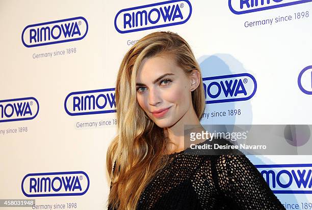 Model Emily Senko attends Rimowa NYC Store Grand Opening at Rimowa on October 28, 2014 in New York City.
