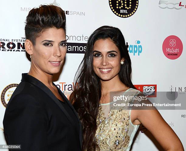 Miss Universe Spain 2013, Patricia Yurena Rodriguez and her girlfriend the singer Vanessa Klein at Bodevil Theatre on October 28, 2014 in Madrid,...