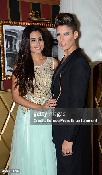 Miss Universe Spain 2013, Patricia Yurena Rodriguez and her girlfriend the singer Vanessa Klein at Bodevil Theatre on October 28, 2014 in Madrid,...