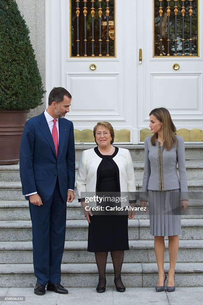 Spanish Royals and President Of Chile Meet For An Official Lunch