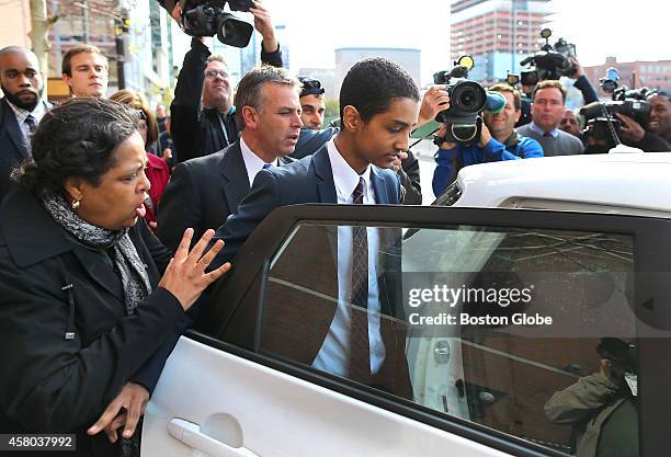 Robel Phillipos, friend of the Boston Marathon bomber, walks from the Moakley Federal Court in Boston to a waiting car after receiving a guilty...