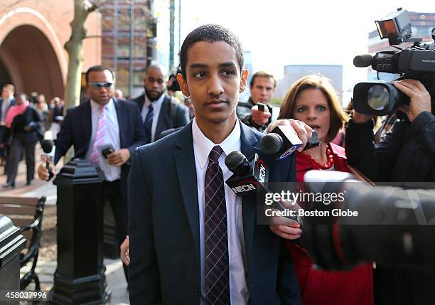 Robel Phillipos, friend of the Boston Marathon bomber, walks from the Moakley Federal Court in Boston to a waiting car after receiving a guilty...