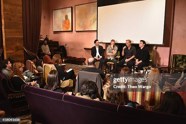 Alan Light, Dierks Bentley, Brian O'Connell and Jordan Wolowitz attend the Live Nation And Founder's Entertainment Press Conference With Dierks...