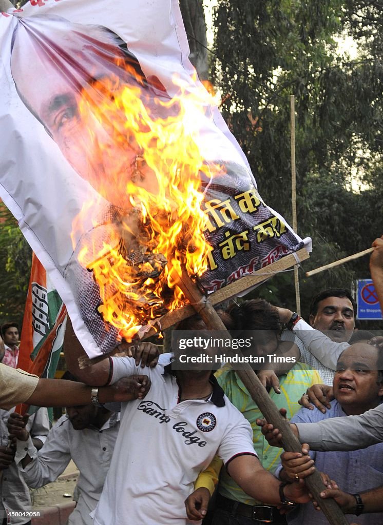 Youth Congress Activists Protest Against Home Minister Rajnath Singh