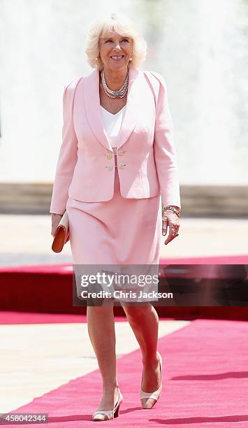 Camilla, Duchess of Cornwall attends at the Presidential Palace for an Official Welcome on October 29, 2014 in Bogota, Colombia. The Royal Couple are...