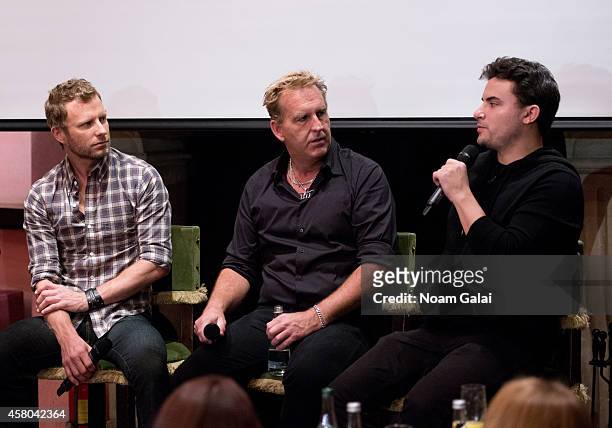 Dierks Bentley, Brian O'Connell and Jordan Wolowitz attend the Live Nation And Founder's Entertainment Press Conference With Dierks Bentley at Rose...