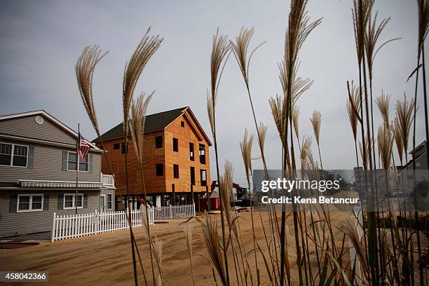 House being rebuilt is seen on Ortley Beach two years after Hurricane Sandy on October 29, 2014 in Toms River, New Jersey. Hurricane Sandy was...