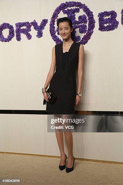 Model Emma Pei attends Tory Burch flagship store opening ceremony at Kerry Center on October 29, 2014 in Shanghai, China.