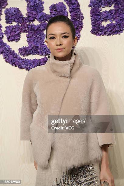 Actress Zhang Ziyi attends Tory Burch flagship store opening ceremony at Kerry Center on October 29, 2014 in Shanghai, China.