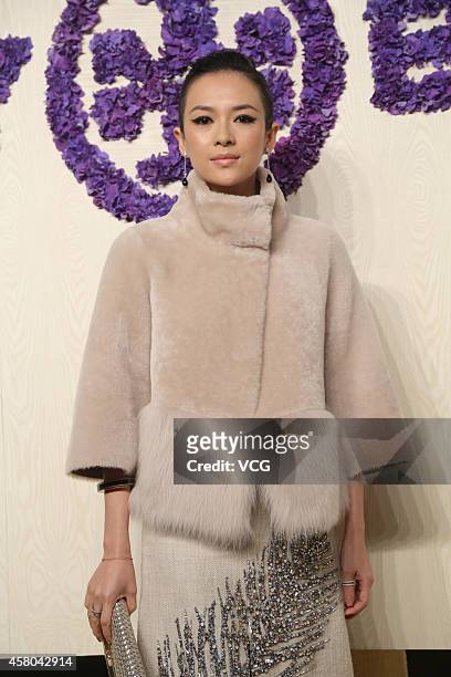 Actress Zhang Ziyi attends Tory Burch flagship store opening ceremony at Kerry Center on October 29, 2014 in Shanghai, China.