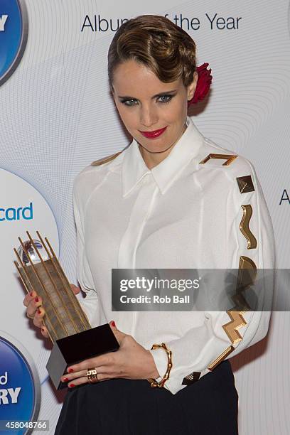 Anna Calvi attends the Barclaycard Mercury Prize at The Roundhouse on October 29, 2014 in London, England.