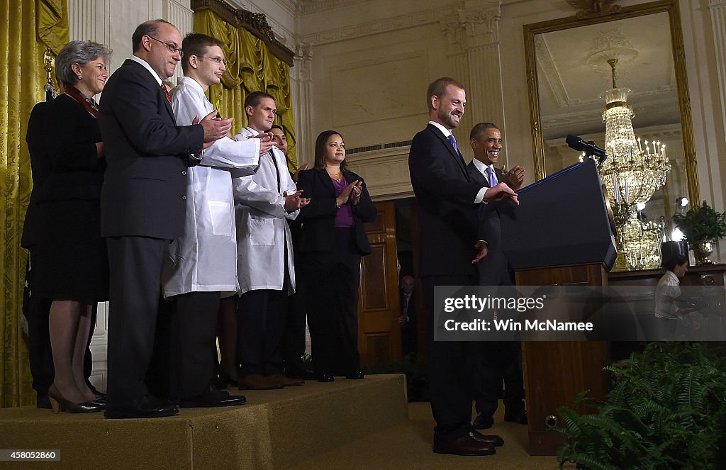 President Obama Delivers Statement In East Room Of White House