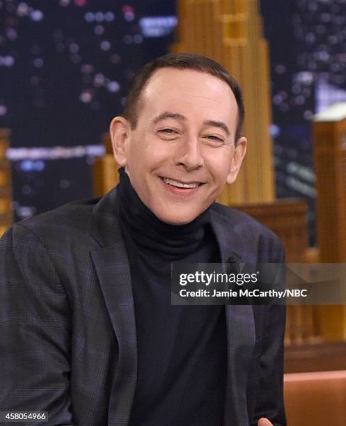 Paul Reubens Visits "The Tonight Show Starring Jimmy Fallon" at Rockefeller Center on October 29, 2014 in New York City.