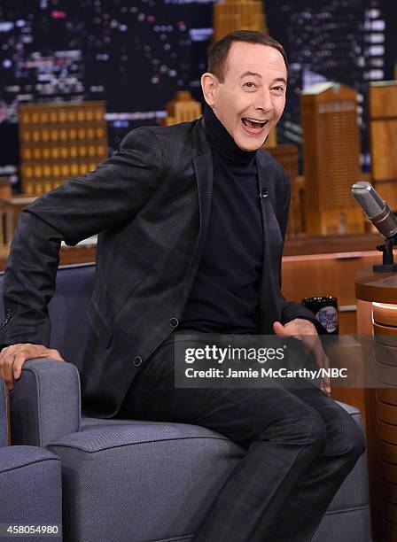 Paul Reubens Visits "The Tonight Show Starring Jimmy Fallon" at Rockefeller Center on October 29, 2014 in New York City.