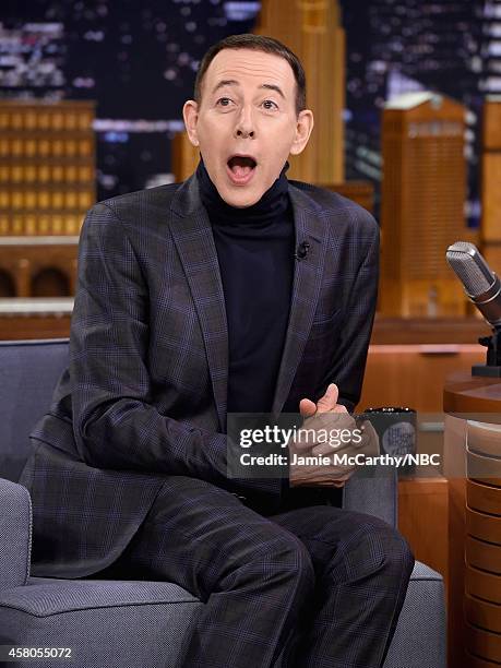 Paul Reubens Visits "The Tonight Show Starring Jimmy Fallon" at Rockefeller Center on October 29, 2014 in New York City.