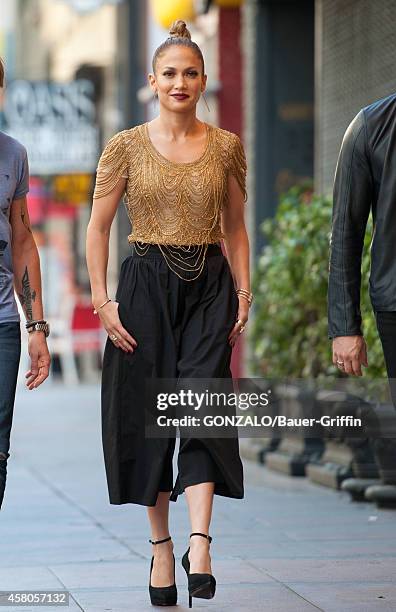 Jennifer Lopez is seen taping for "American Idol" on October 29, 2014 in Los Angeles, California.