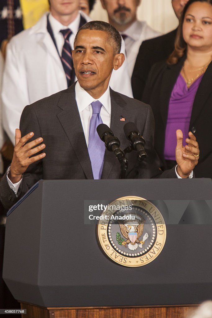 President Obama Delivers Statement In East Room Of White House