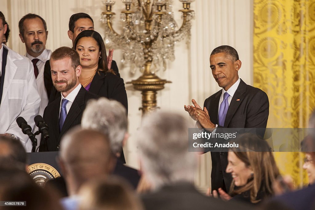 President Obama Delivers Statement In East Room Of White House