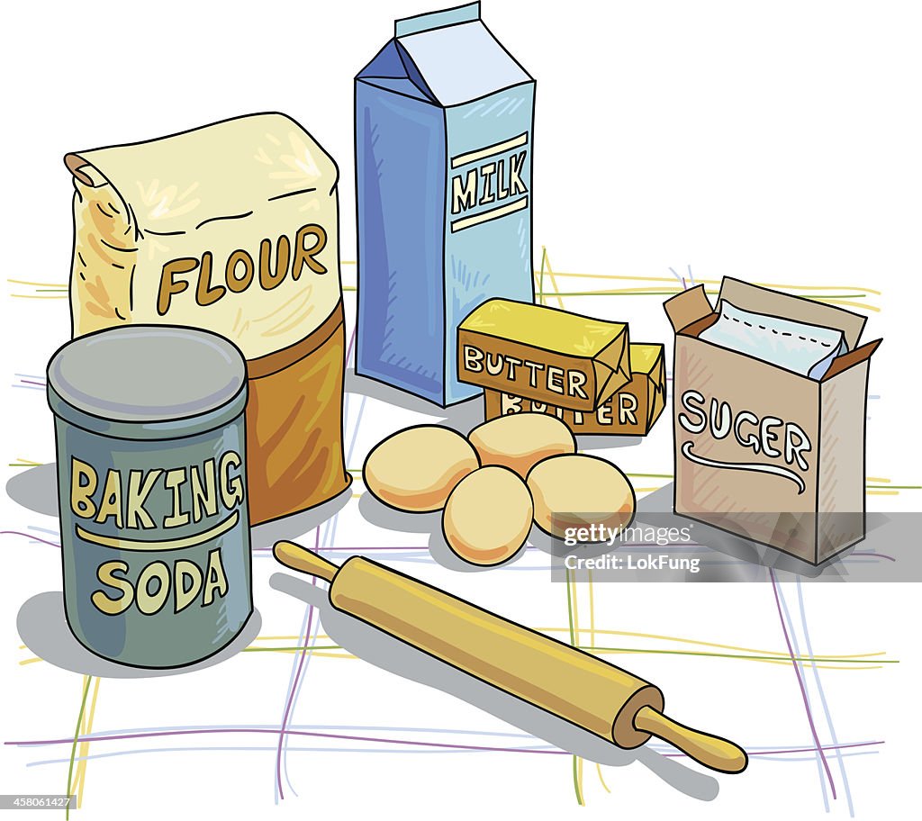 Baking ingredients illustration